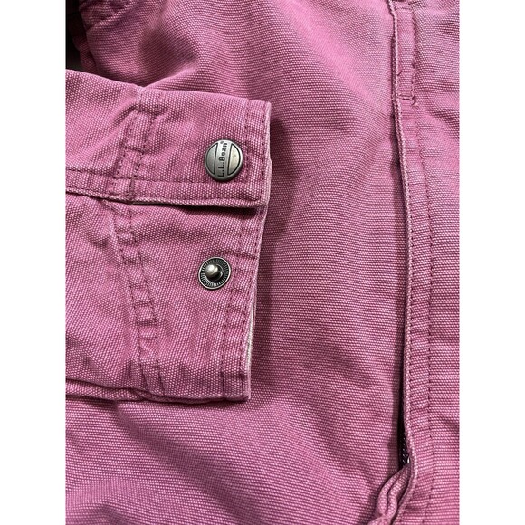 LL Bean Womens Canvas Coat Jacket Lined Size XS Pink Full Zip Sleeve Snaps AJW9 - Picture 2 of 7